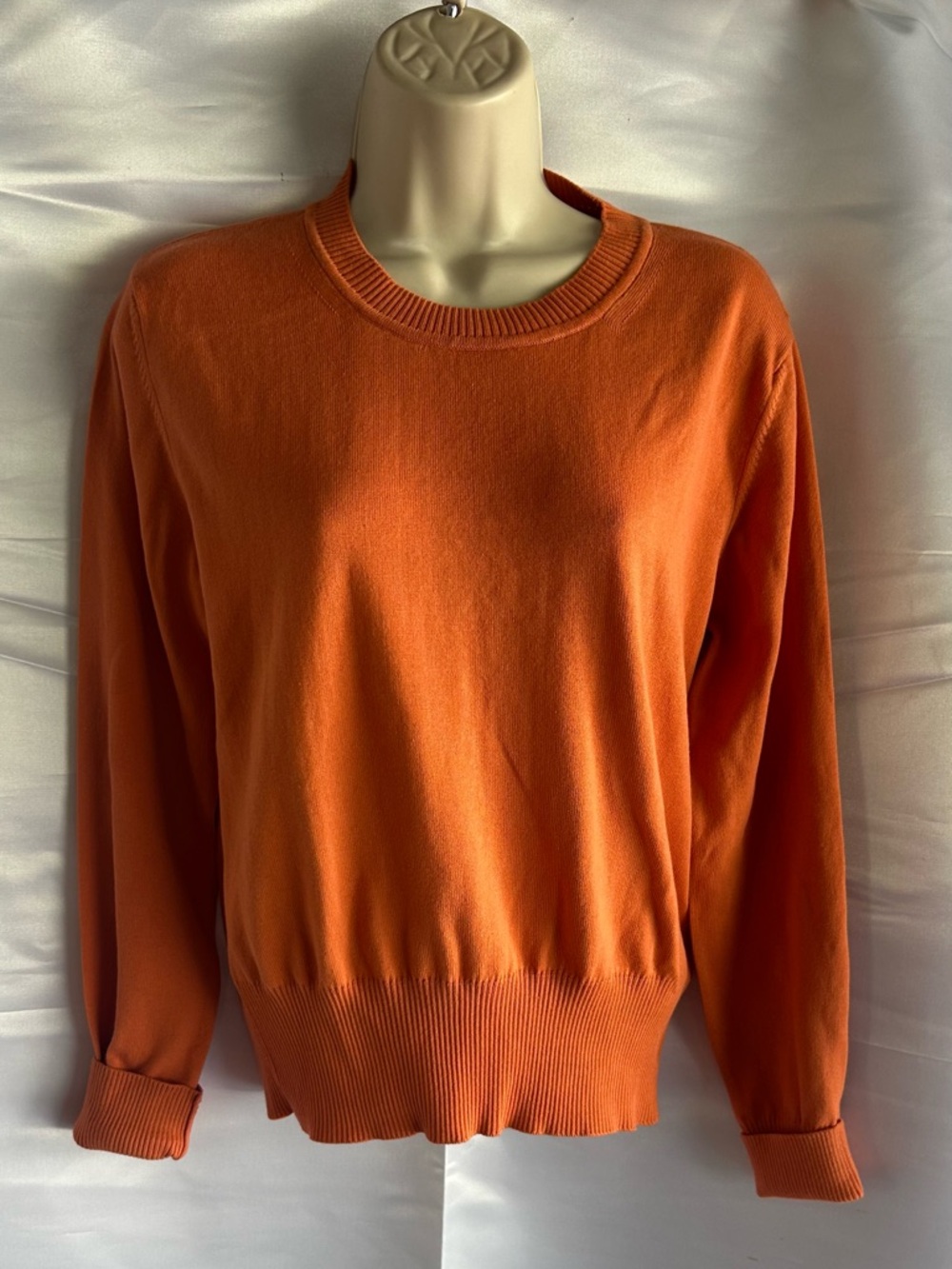 Kettlewell Cotton Cashmere Crewneck Sweater in Soft Orange | Size US 8 Medium
